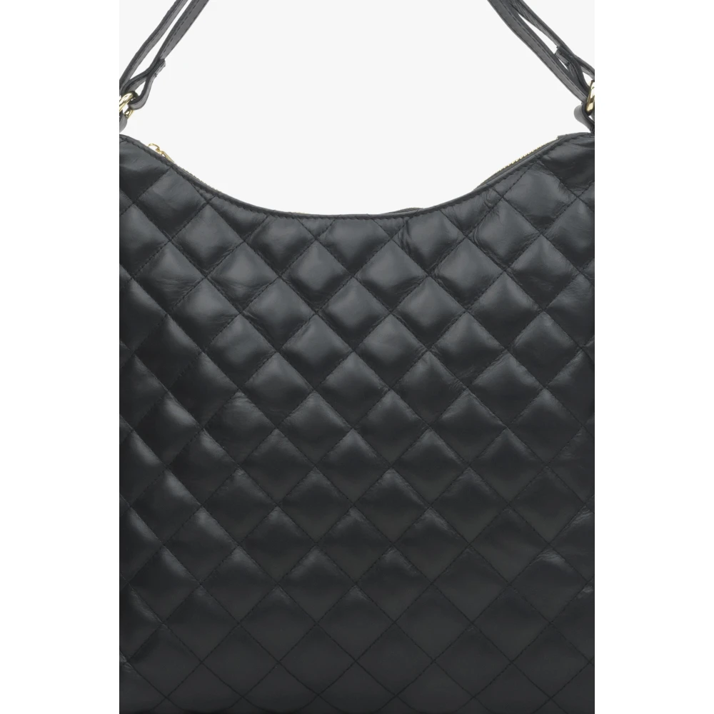 Estro Zwarte Gewatteerde Schoudertas voor Dames gemaakt van Italiaans Echt Leer Er00114311 Black Dames