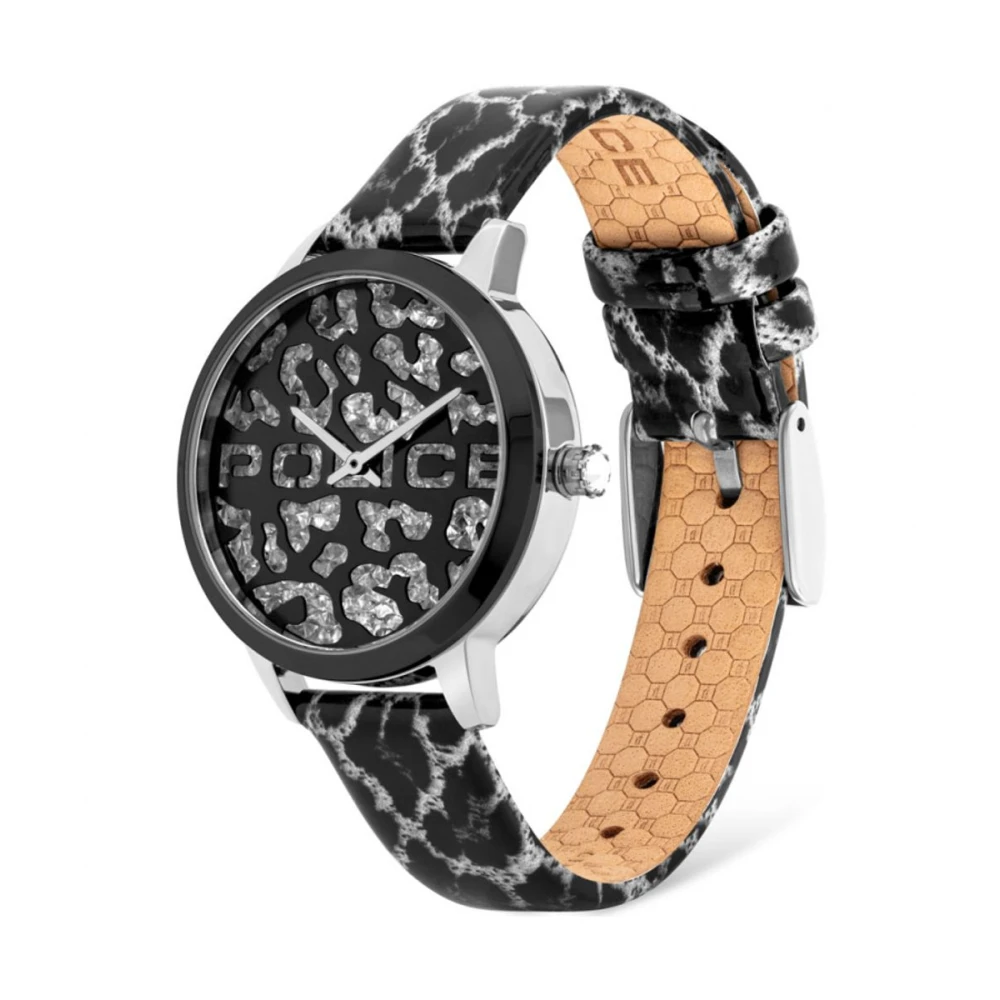Police Women's Black Leather Quartz Analog Watch