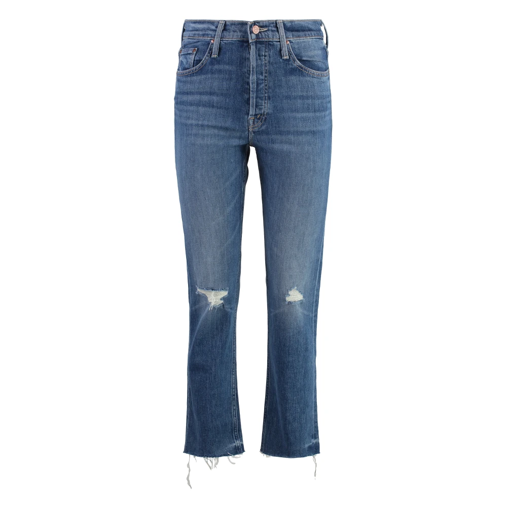 Mother Cropped Skinny Jeans met Metalen Details Blue Dames