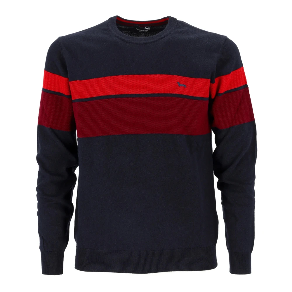 Harmont & Blaine Blauwe trui met rode 3D strepen voor mannen XXL Blue Heren