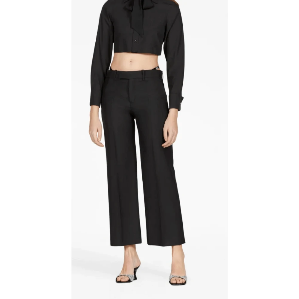 Gucci Zwarte wollen broek met zijriemen Black Dames