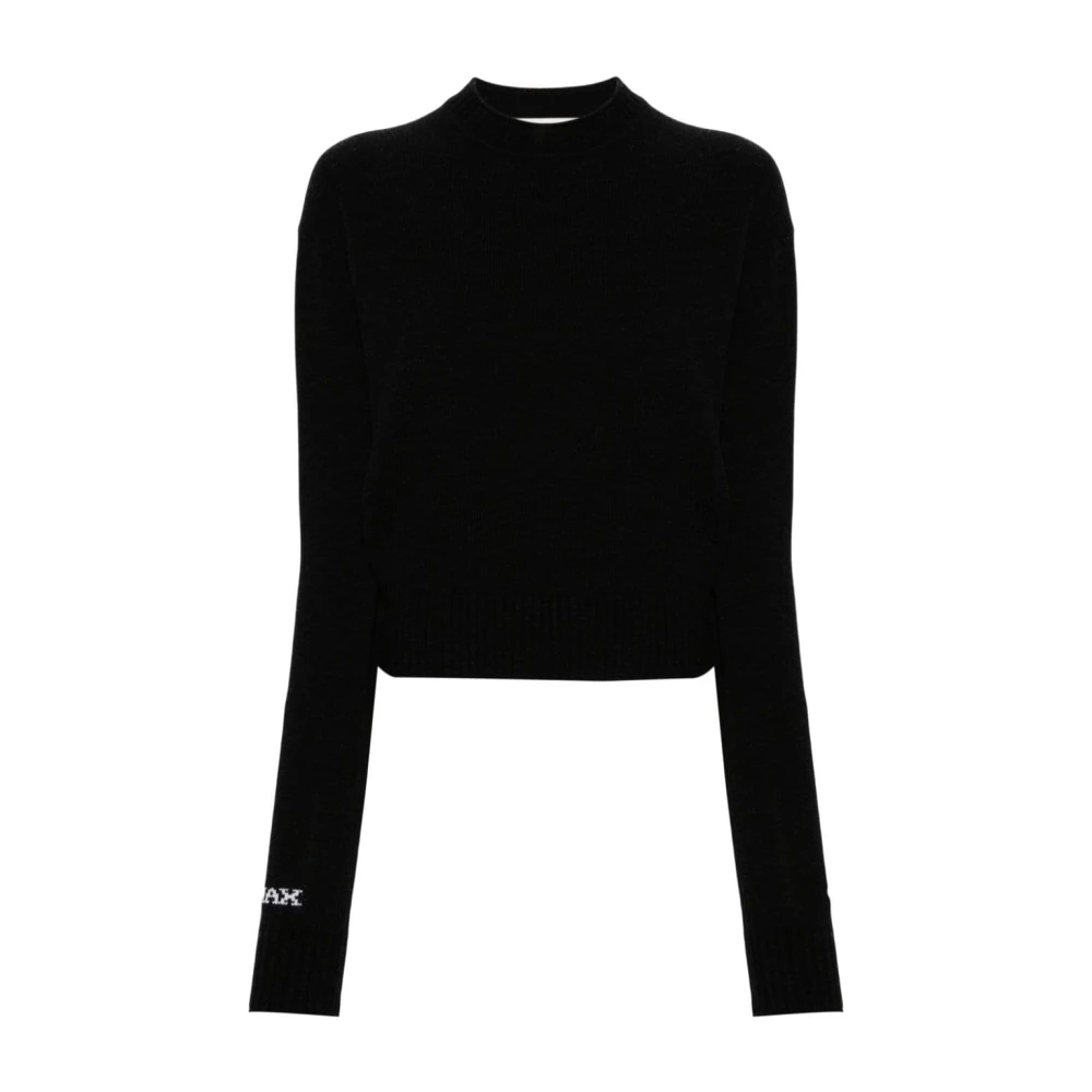 Sportmax Women's Black Knit Logo Jumper - Round-Neck Knitwear - M - Knitwear