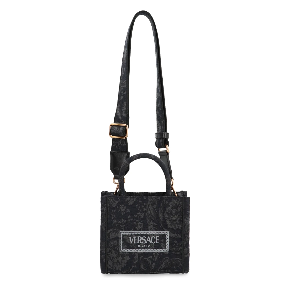 Versace Barocco Jacquard Mini Tote Tas Black Dames