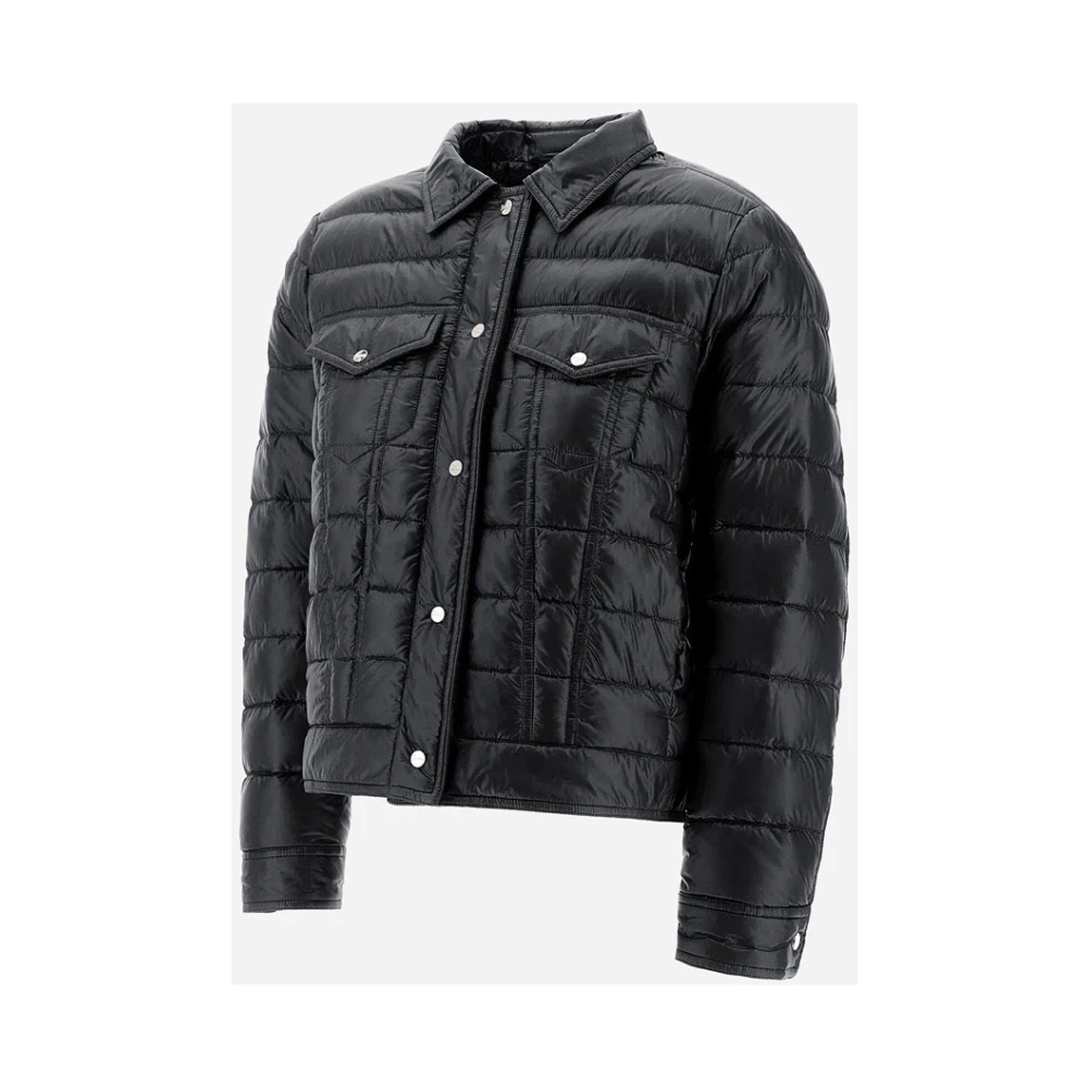 Herno Zwarte Nylon Donsjas met Knopen Black Dames