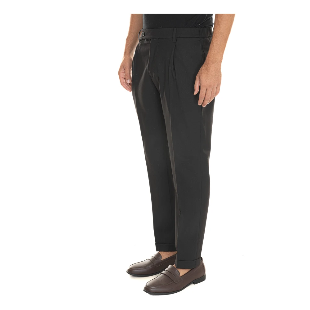 Berwich Retro Chino Broek met Elastische Taille Black Heren