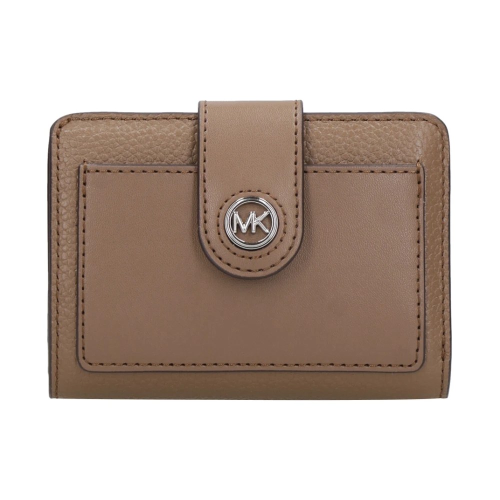 Michael Kors Leren portemonnee met metalen logo Brown Dames