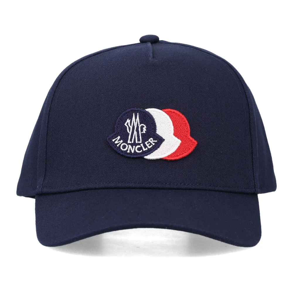 Moncler Boys Blue Hats & Caps, M, Tricolor Logo Cotton Baseball Cap