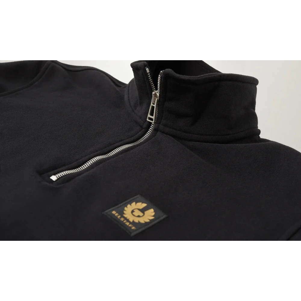 Belstaff Sweatshirt met hoge kraag en kwart rits Black Heren
