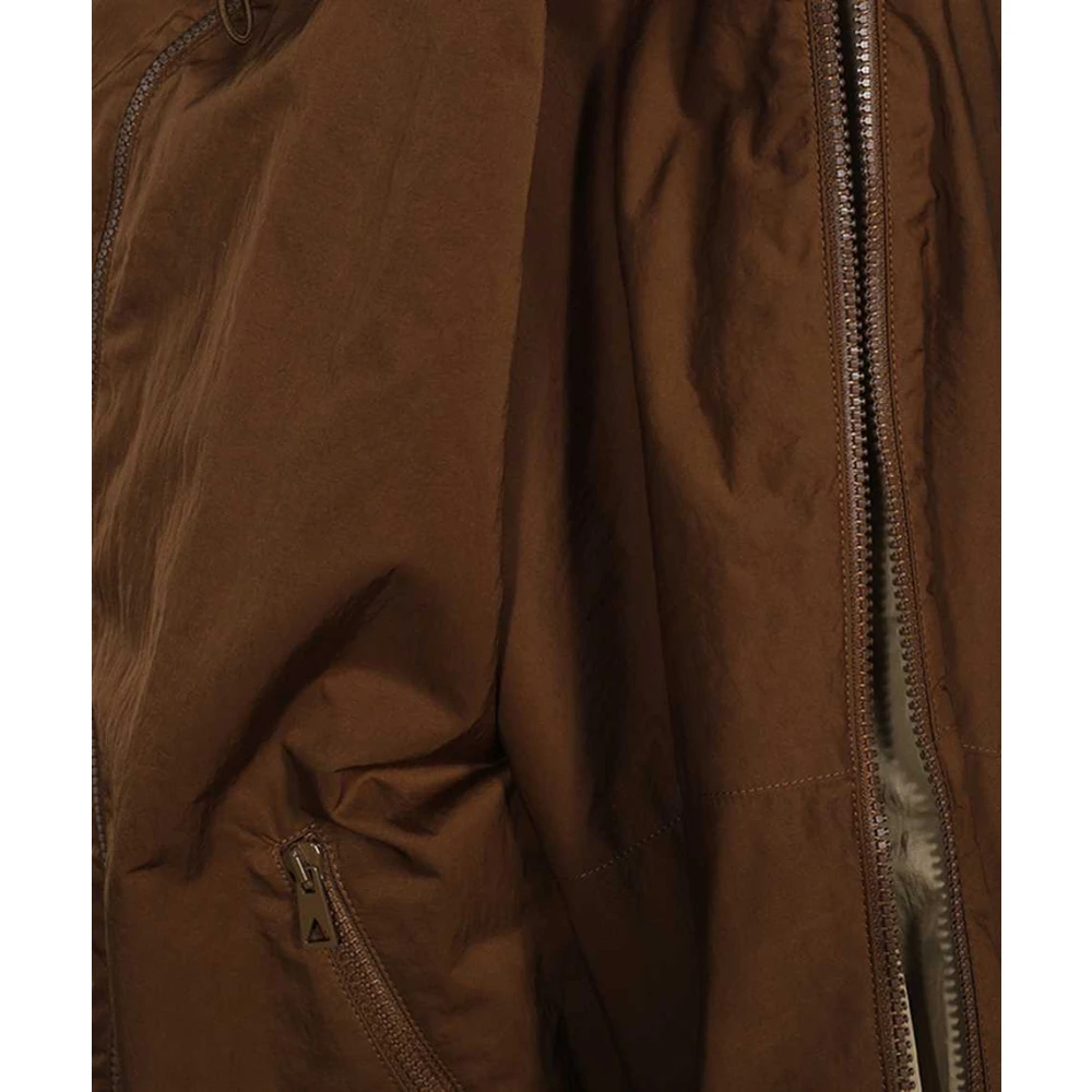 Bottega Veneta Nylon Hoodie Jas met Ritszakken Brown Heren