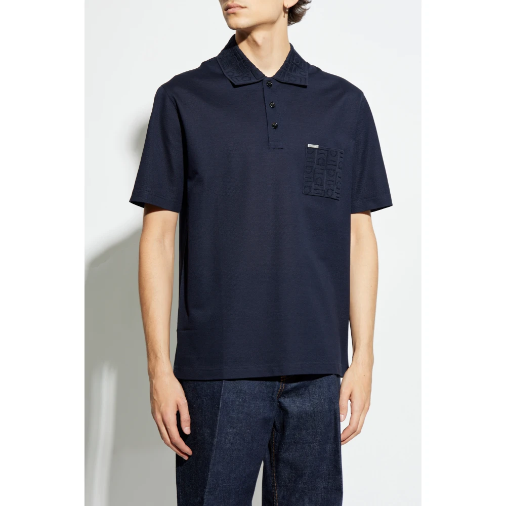 Salvatore Ferragamo Polo met logo Blue Heren