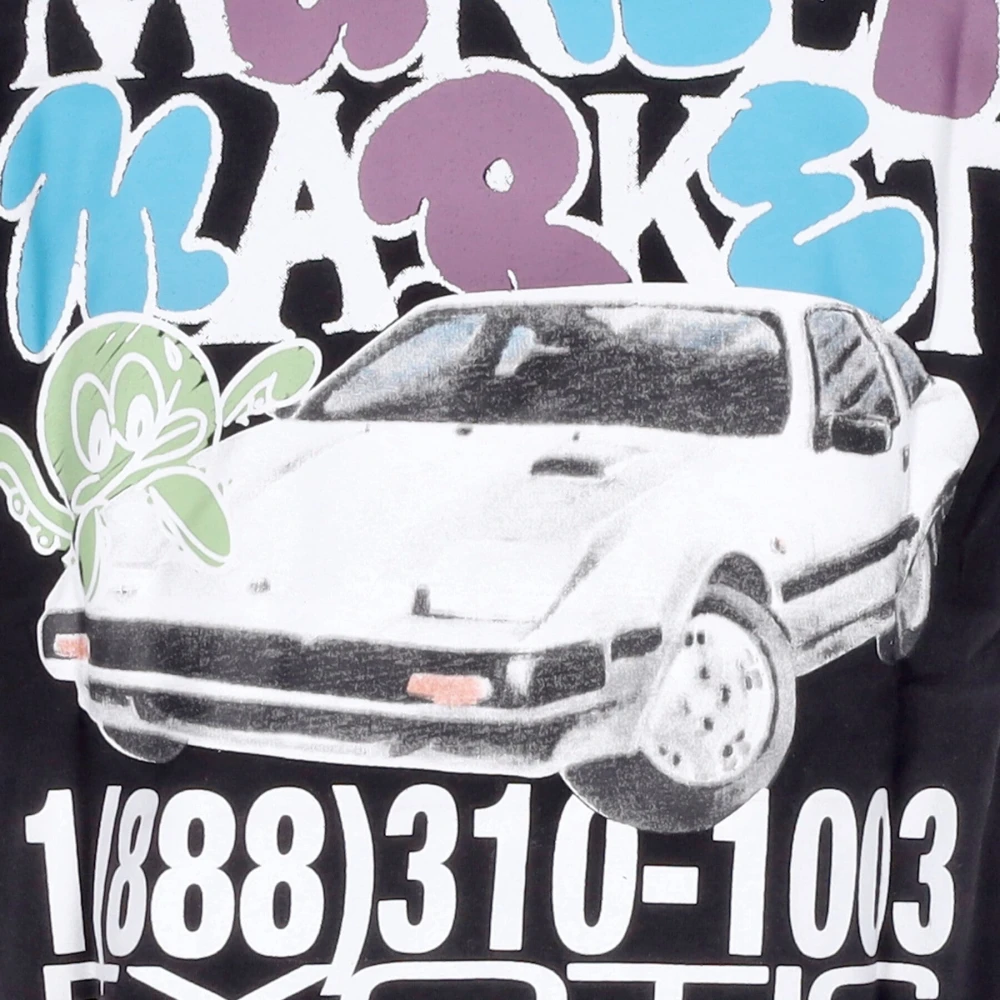 Market Exotische Auto Print Zwart T-shirt Black Heren