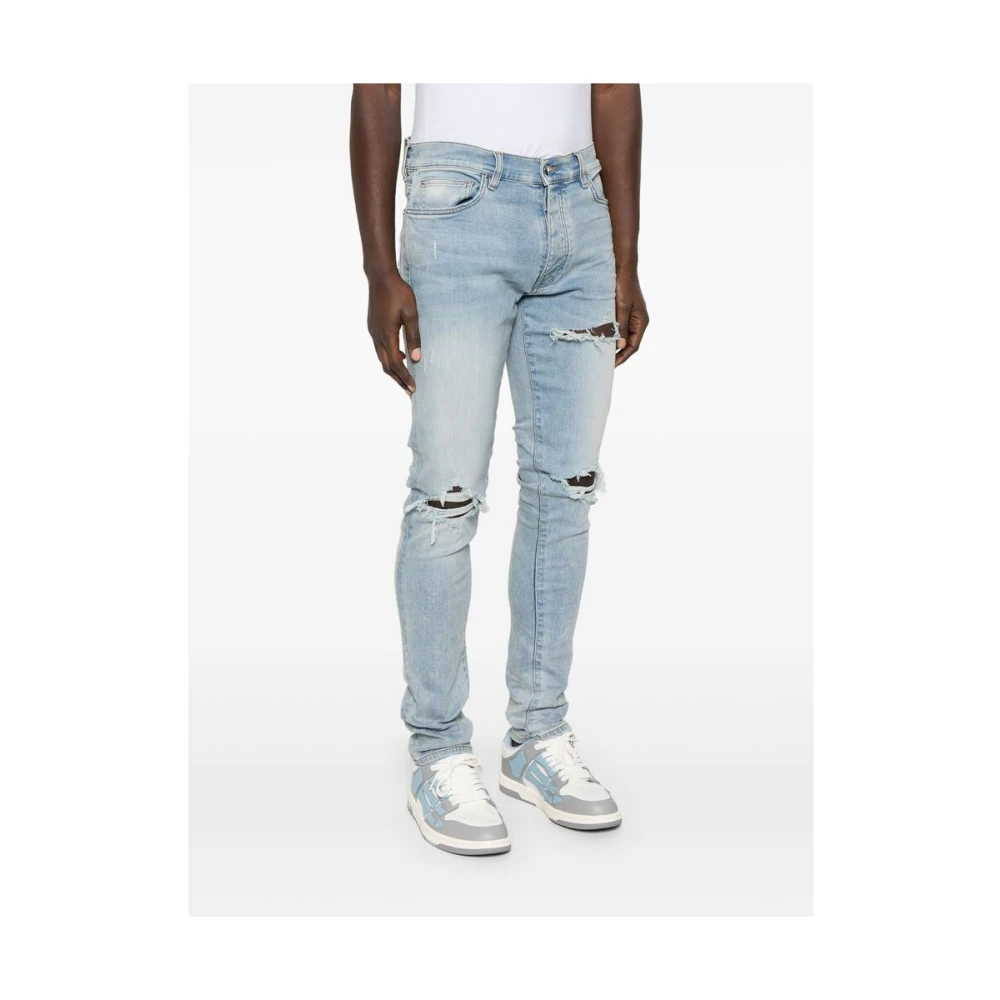 Amiri Lichtblauwe Gescheurde Jeans Klassieke Stijl Blue Heren