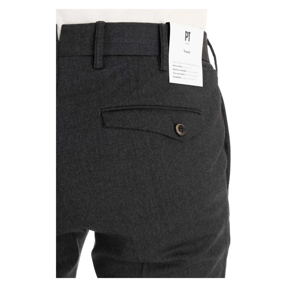 PT Torino Grijze Maatwerk Broek Rits Knoop Gray Heren