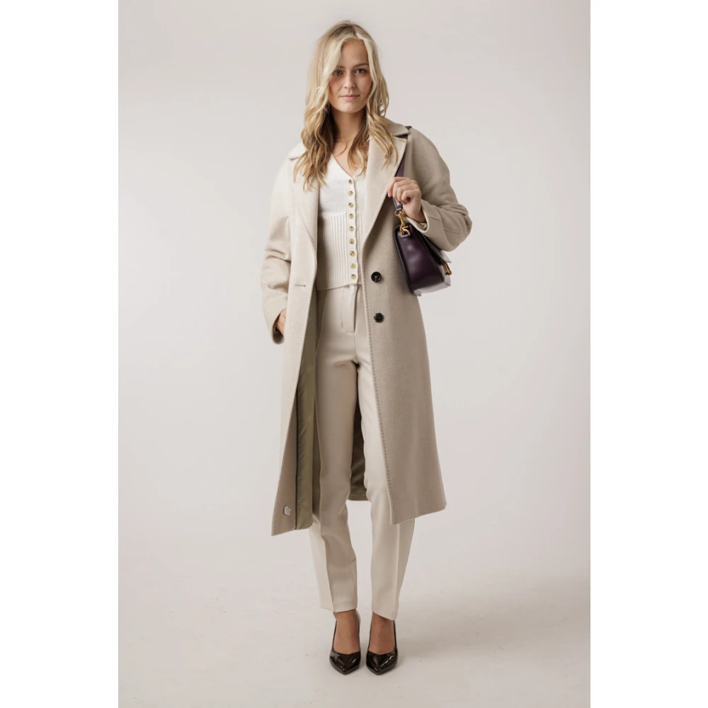 Cinzia Rocca Wollen Ceintuurjas Beige Dames