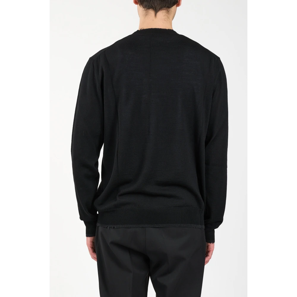 Mauro Grifoni Wollen trui met geribbelde details Black Heren