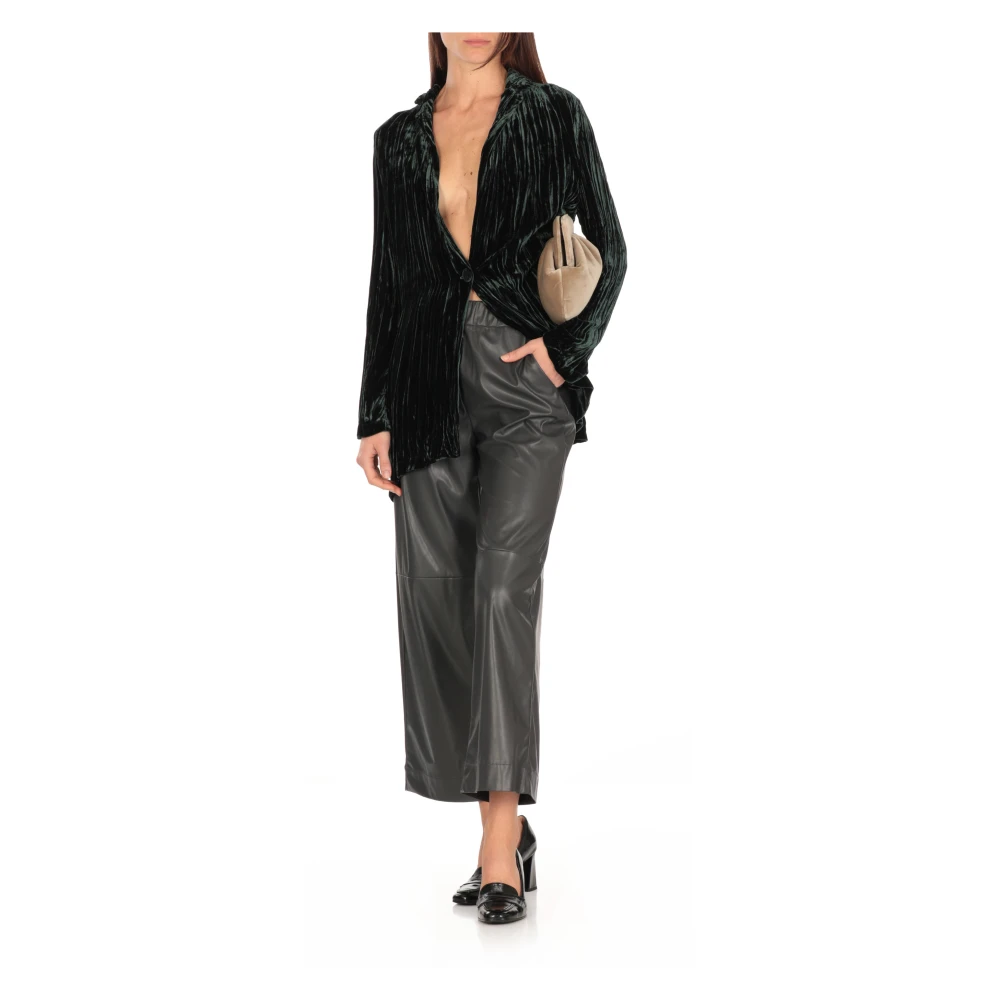Antonelli Firenze Groen Fluweel Blazer met Reverskraag Green Dames