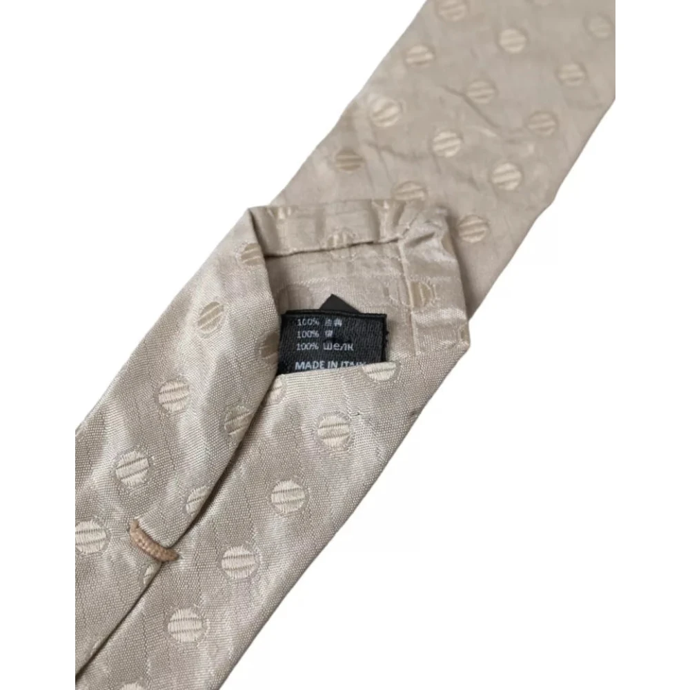 Dolce & Gabbana Beige gestippelde zijden stropdas klassiek verstelbaar voor mannen Beige Heren