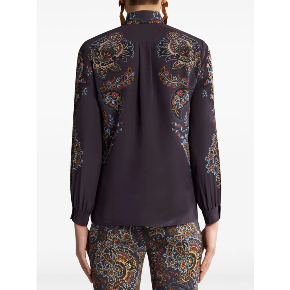 ETRO Blauwe Paisley Zijden Overhemd Multicolor Dames