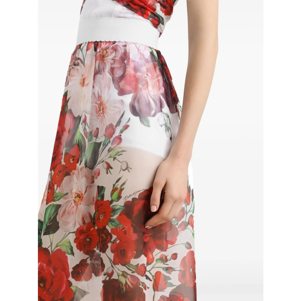 Dolce & Gabbana Witte Semi-Transparante Rechte Rok Multicolor Dames