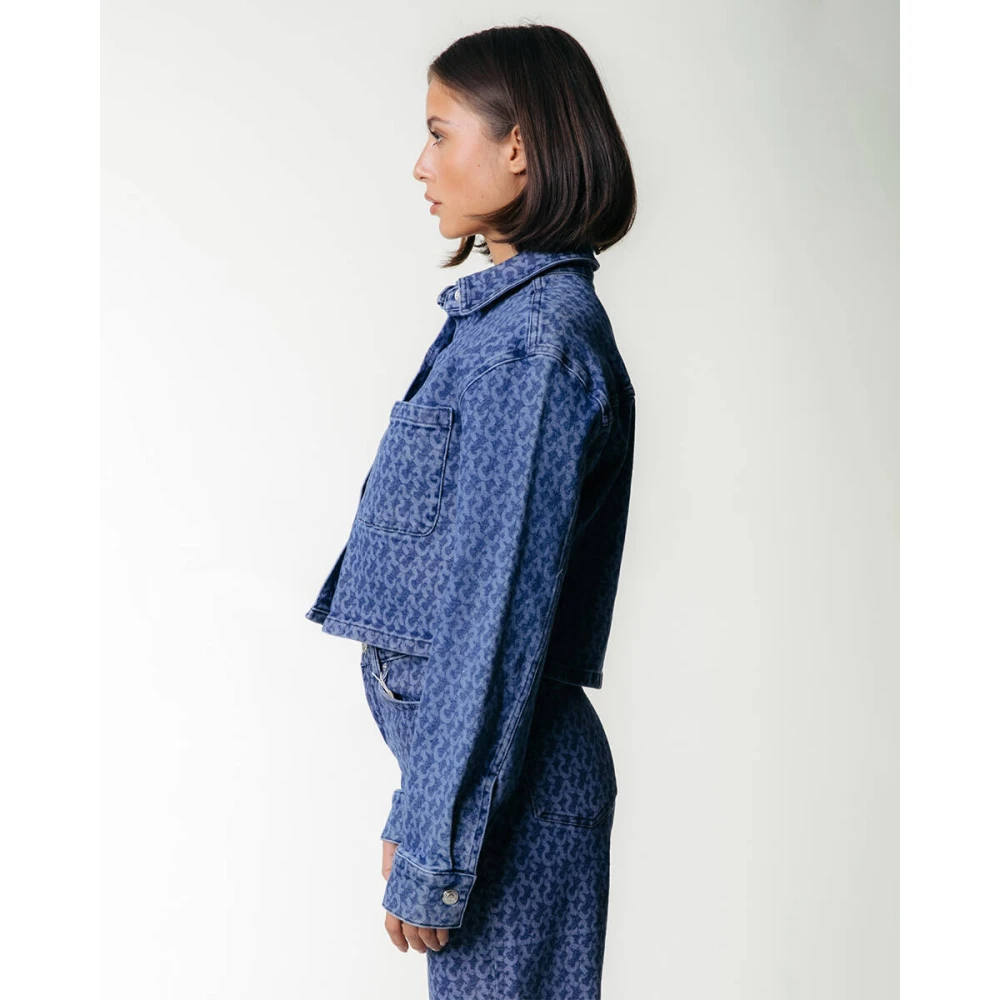 Colourful Rebel Olle Logo Denim Blouse Blue Dames