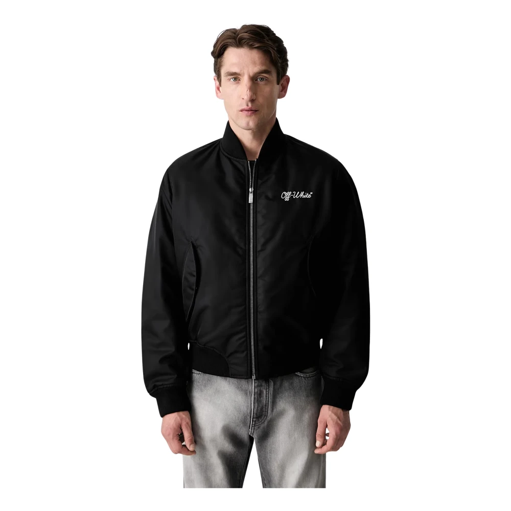 Off-White Uomo Nero Bomber Logo - Immagine 2
