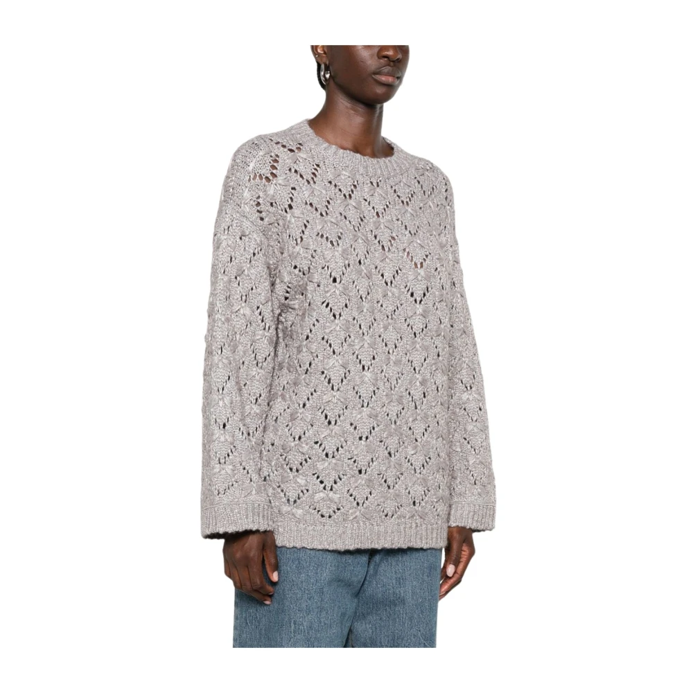 Fabiana Filippi Gray Round-Neck Knitwear, Female, 2XS, Jackets Grey