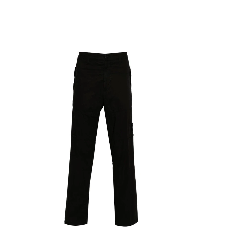 Stone Island Zwarte Cargo Broek Elastisch Katoen Black Heren