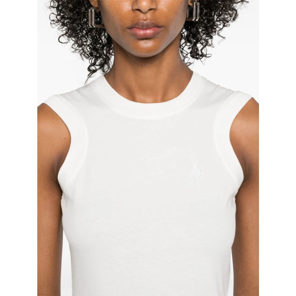 The Attico Wit Geborduurd Logo Crew Neck Top White Dames