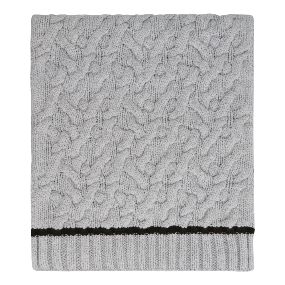 Malo Lyxig Cable-Knit Cashmere Scarf Gray, Herr