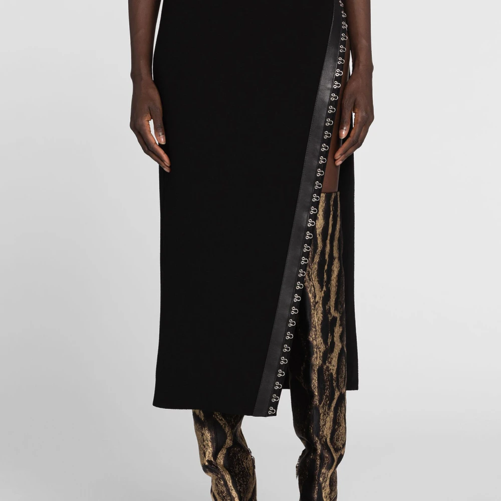 Roberto Cavalli Hooggetailleerde Leren Rok Black Dames