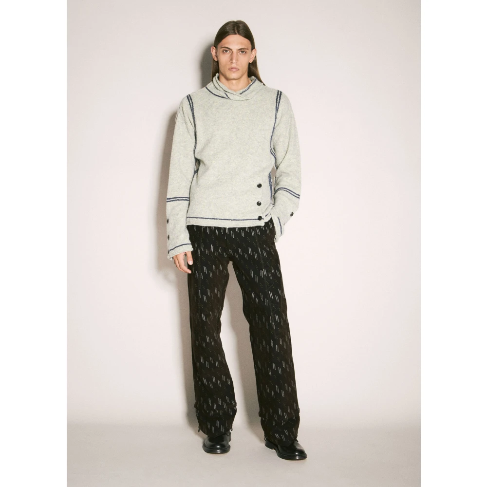 Kiko Kostadinov Jacquard Twill Broek met All-Over Motief Brown Heren