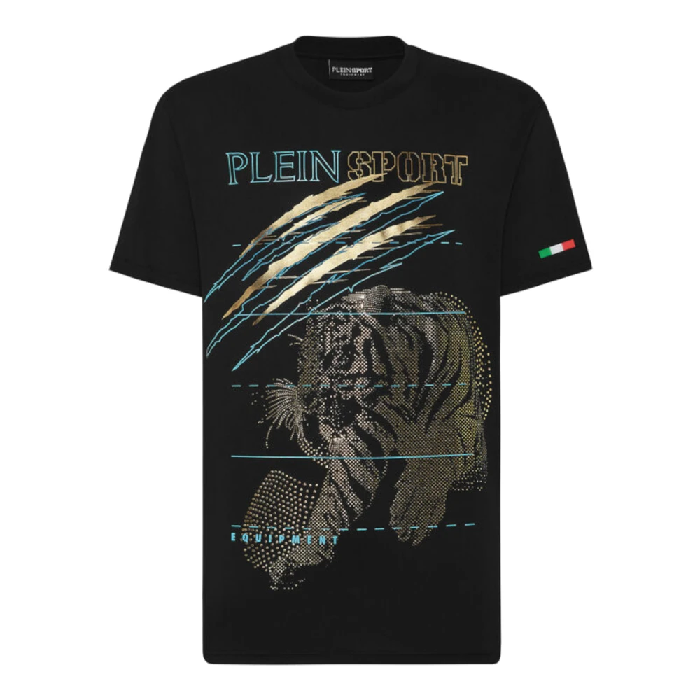 Plein Sport Korte Mouw Katoenen Jersey T-Shirt Zwart Black Heren