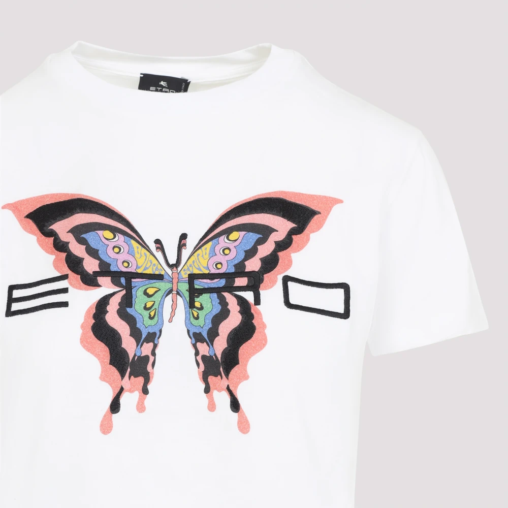 ETRO Vlinder Print Wit T-Shirt White Dames
