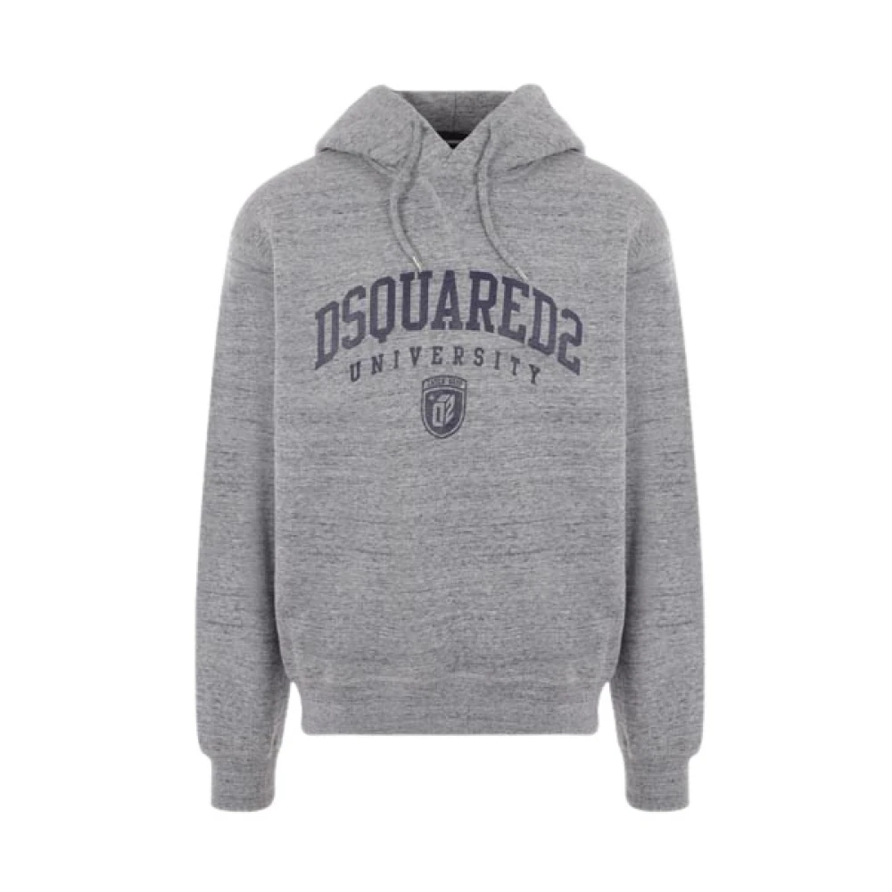 Dsquared2 Grijze University Logo Hoodie Gray Heren