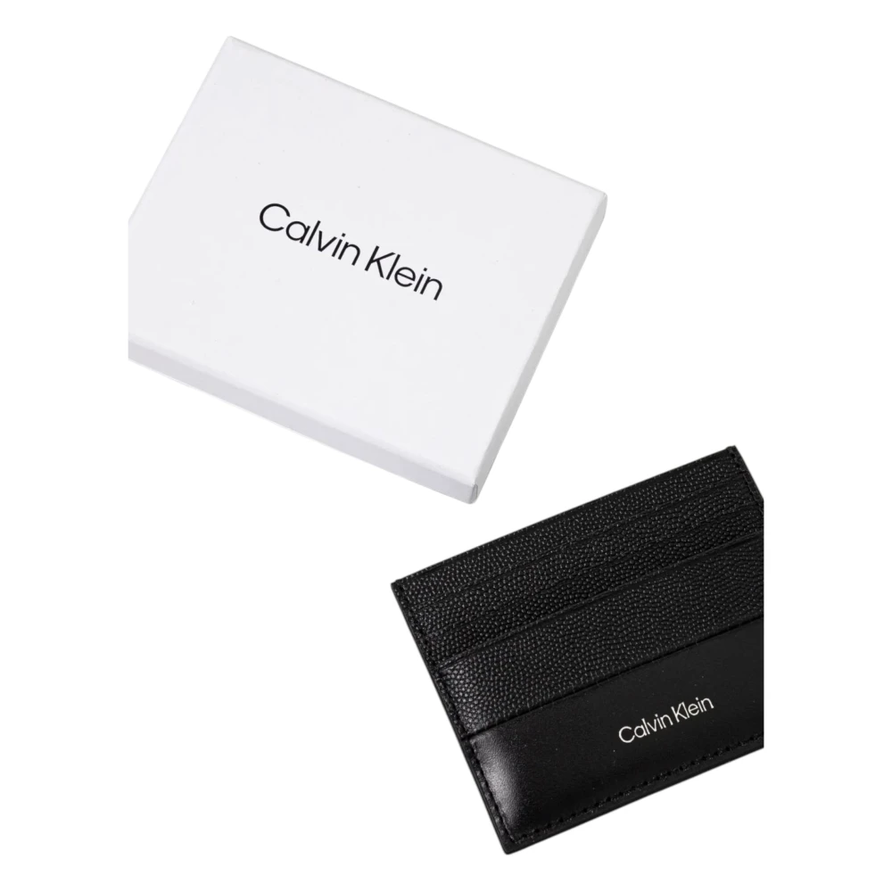 Calvin Klein Leren Heren Kaarthouder Lente Zomer Collectie Black Heren