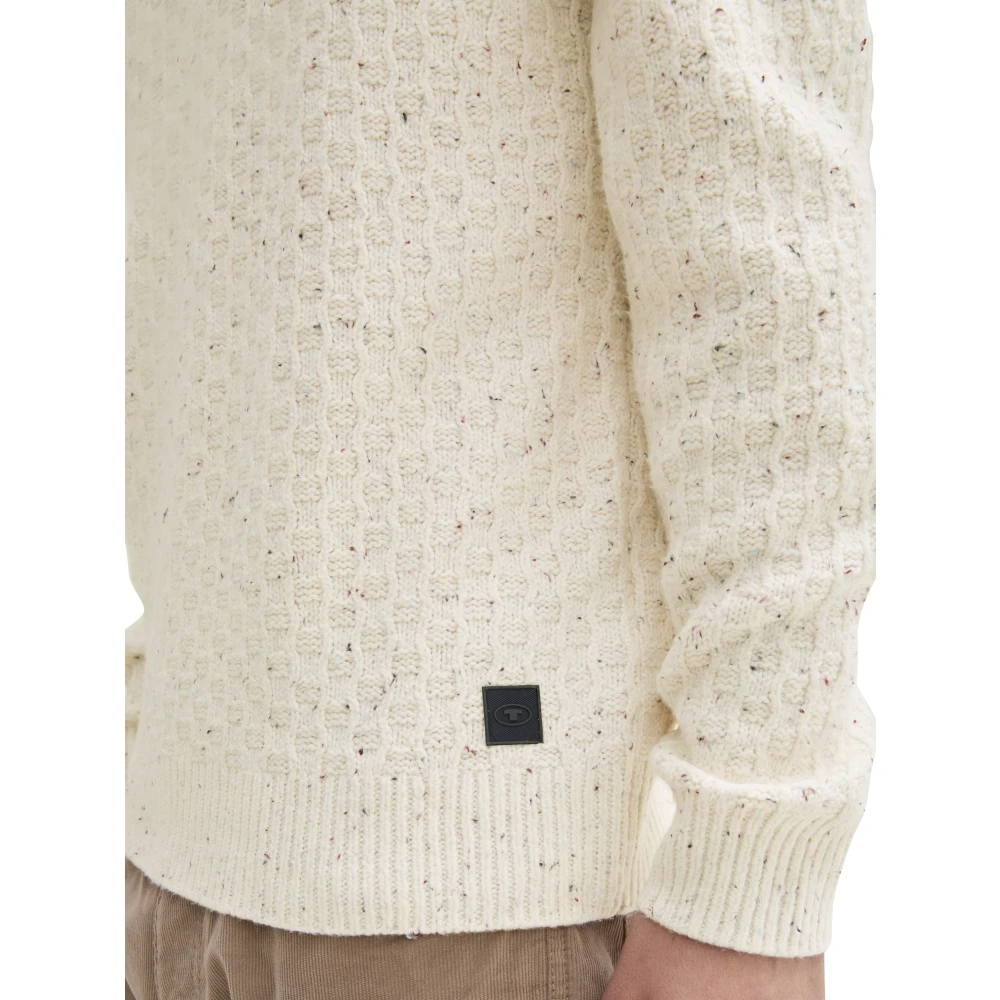 Tom Tailor Gebreide trui met logobadge Beige Heren