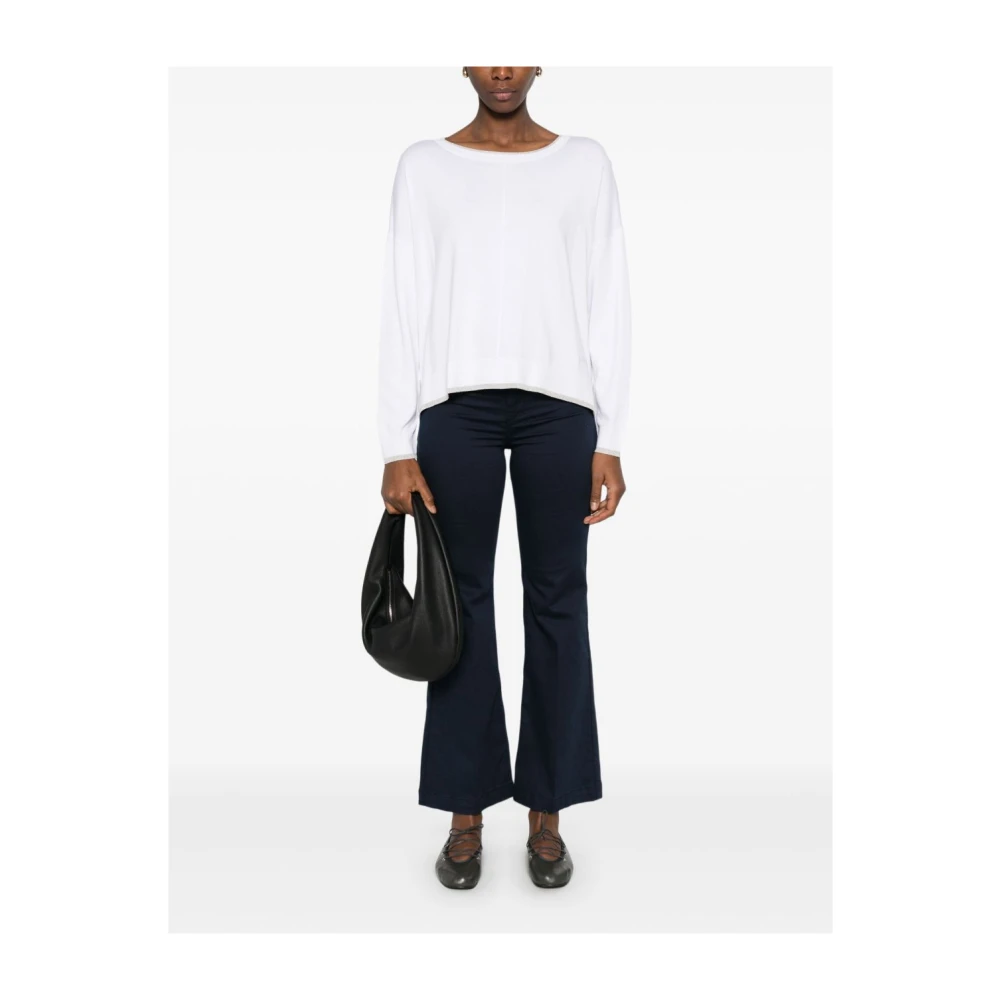 Liu Jo Witte Sweater met Appliqué Logo White Dames