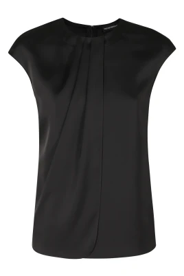 Blus med satinblomma detalj