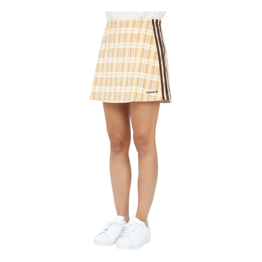 Adidas Originals Corduroy Tartan Rok Beige Dames
