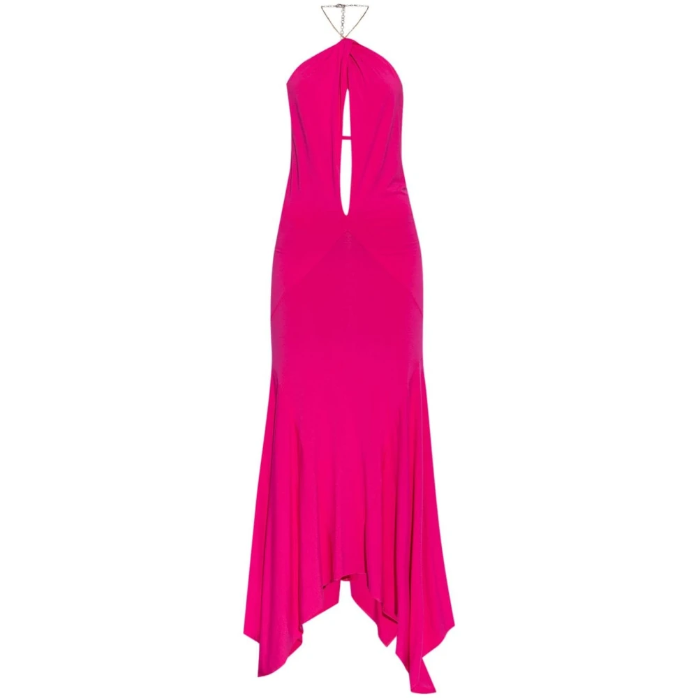The Attico Fuchsia Lange Jurk met Kettingdetail Pink Dames
