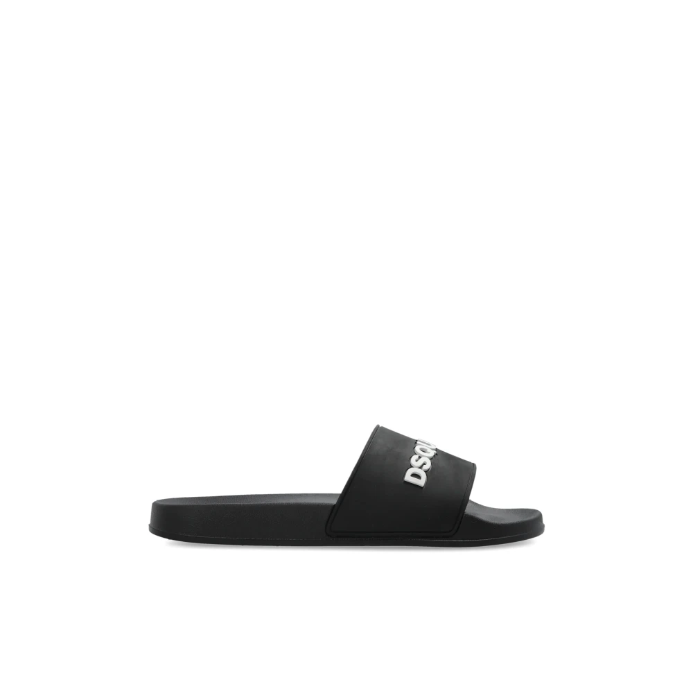 Dsquared2 Men's Black Logo Slides - Sliders - 7 Uk - Shoes