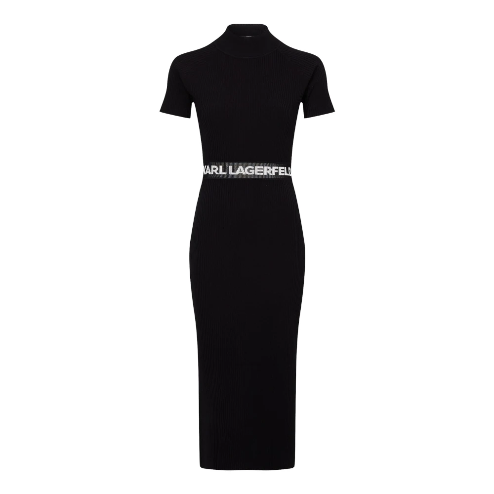 Karl Lagerfeld Women's Black Dress Sleeveless Knit With Logo
