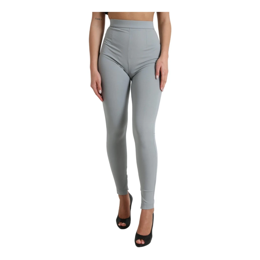 Dolce & Gabbana Grijze Slimme Broek Leggings Rits Gray Dames