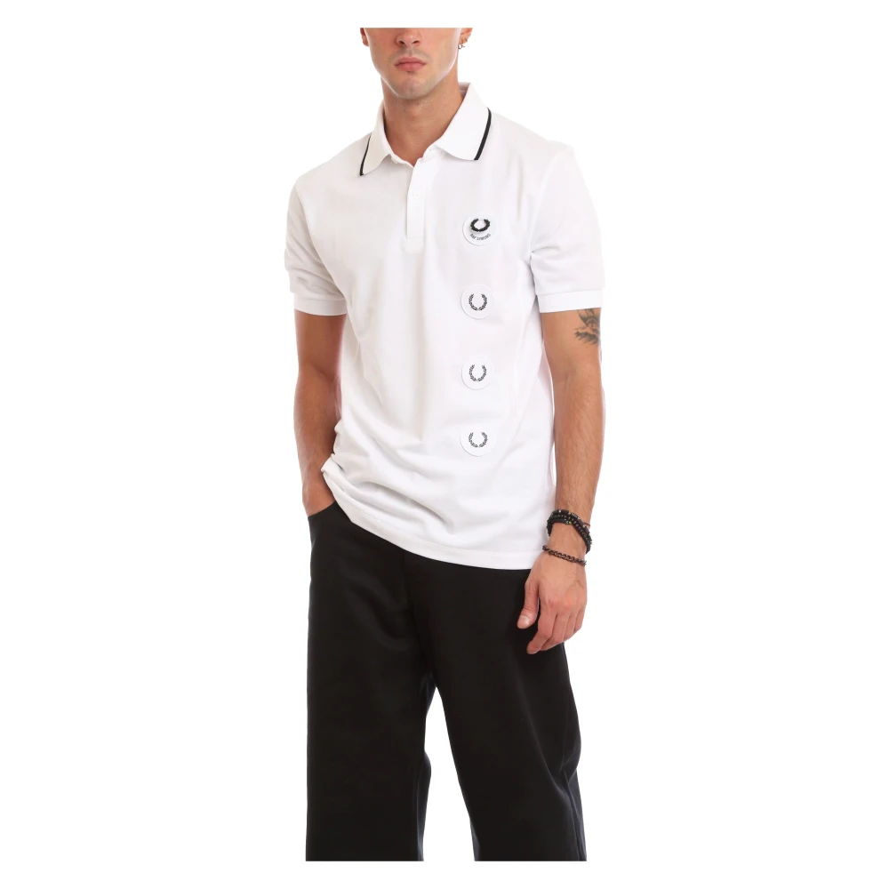 Fred Perry Patch Polo Shirt in Wit White Heren