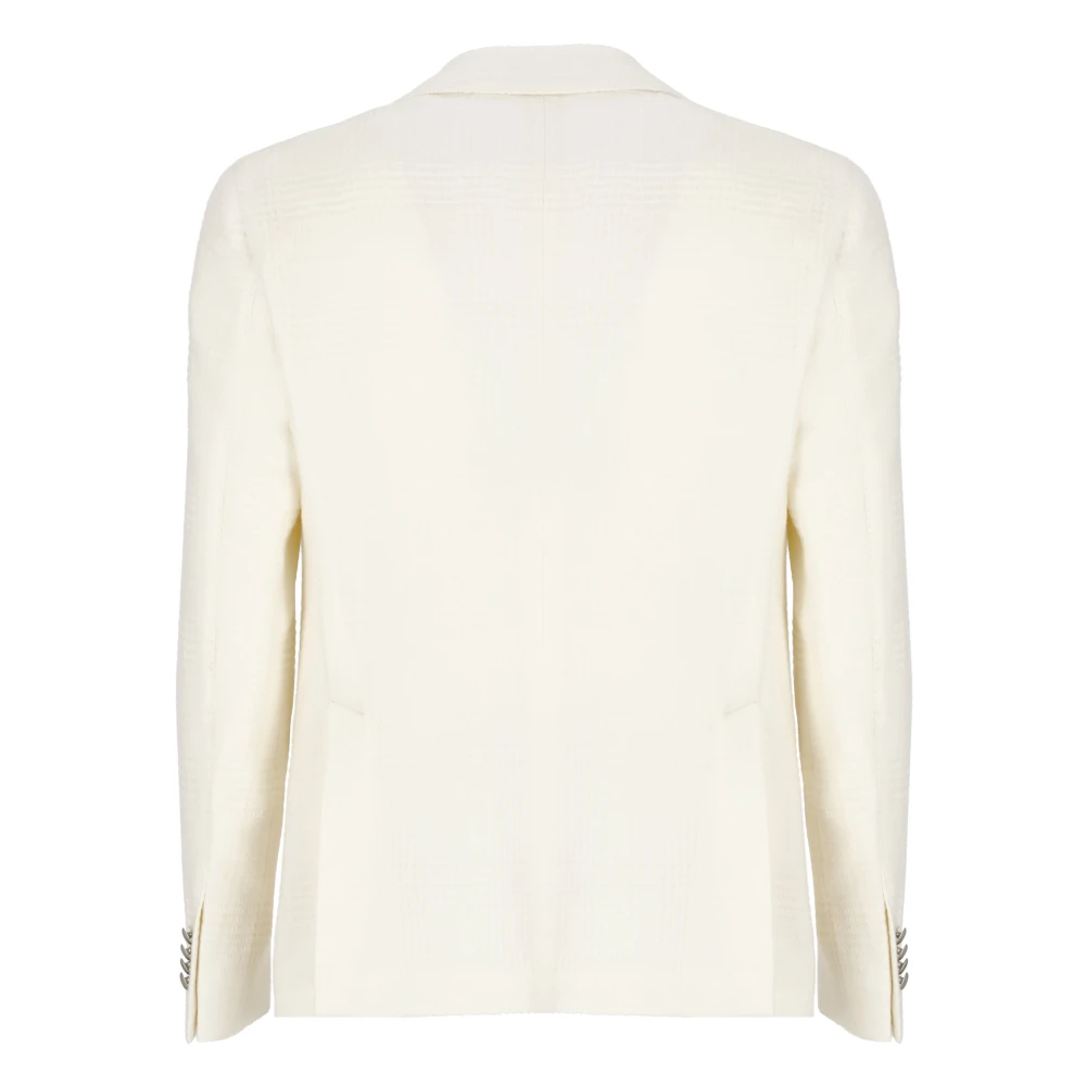 Lubiam Ivoor Wol Peak Revers Jas Beige Heren