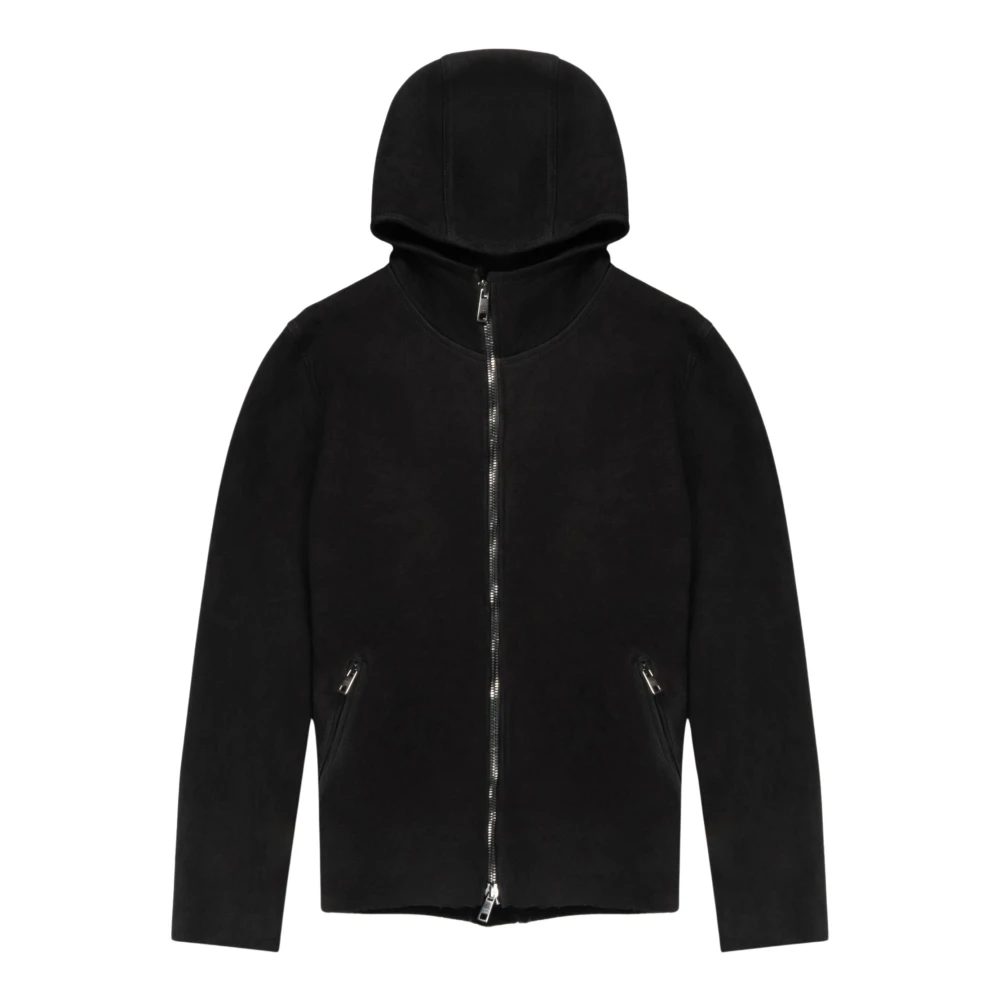 Giorgio Brato Luxe Shearling Hoodiejas in Donker Houtskool Black Heren