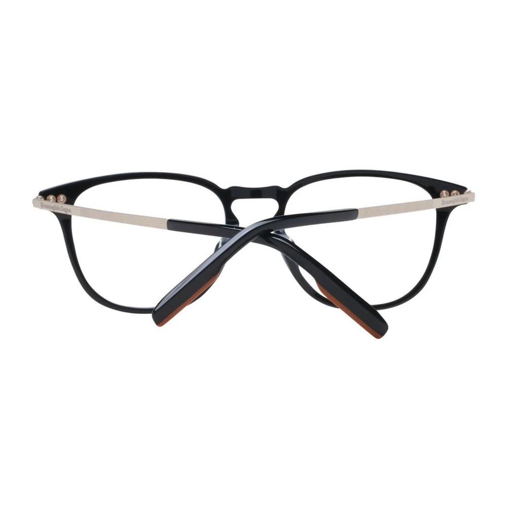 Ermenegildo Zegna Zwarte Ronde Plastic Optische Monturen Black Heren
