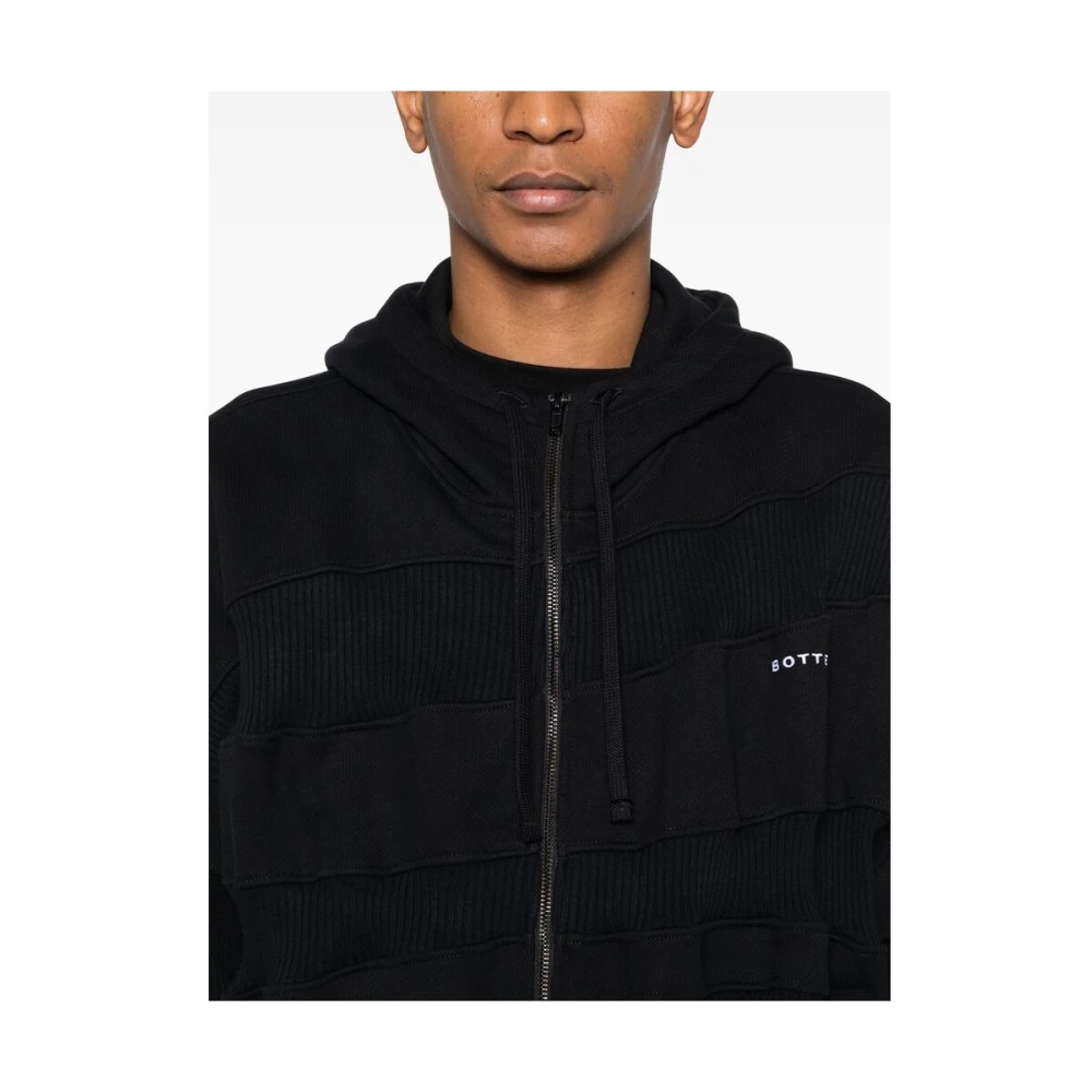 Botter Zwarte Hoodie met Rits Black Heren