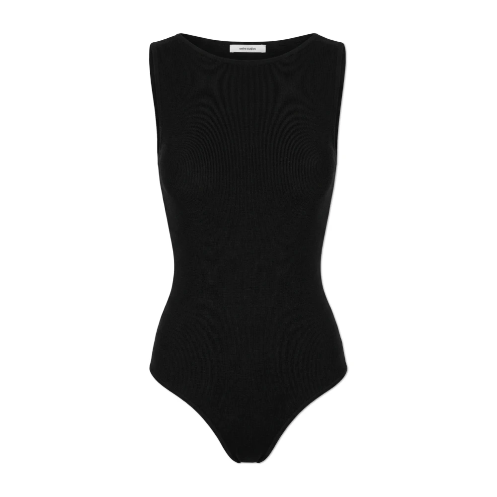 Entire Studios Vrouw Zwart Tops Dames, 2XS, Mouwloze Bodysuit