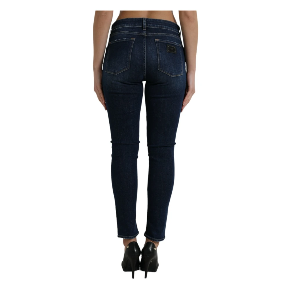 Dolce & Gabbana Elegante Donkerblauwe Stretch Jeans Blue Dames
